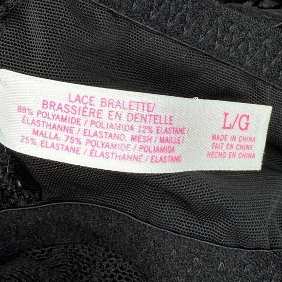 Victoria's Secret Pink Black Floral Lace Push Up Padded Bralette High Neck Large - Picture 7 of 9